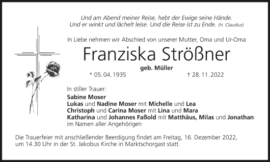 Anzeige von Franziska Strößner von MGO