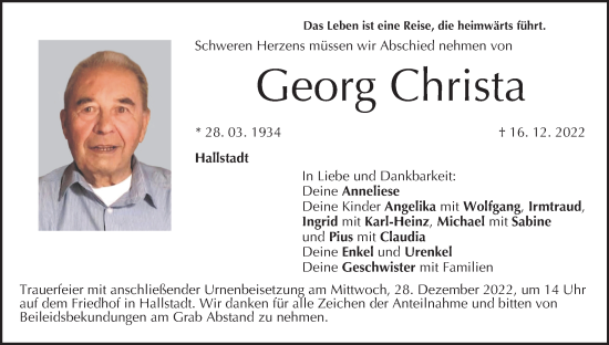 Anzeige von Georg Christa von MGO
