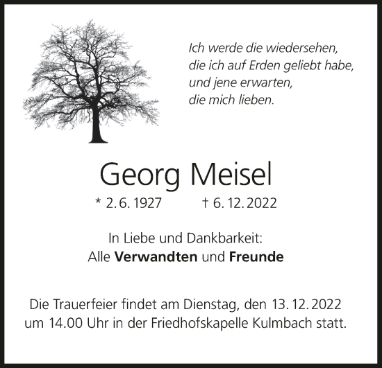 Anzeige von Georg Meisel von MGO