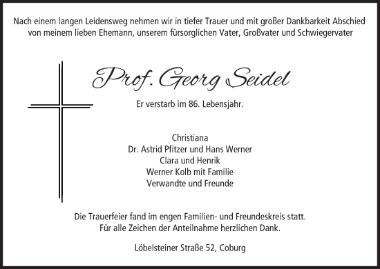 Anzeige von Georg Seidel von MGO