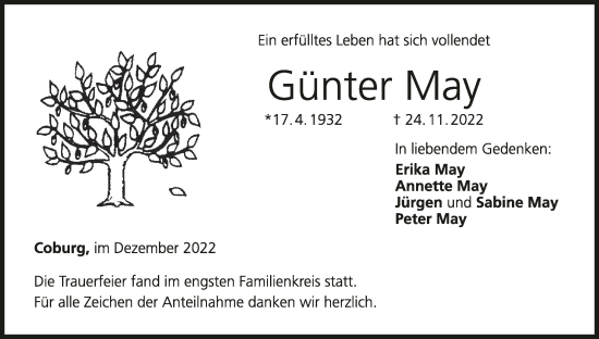 Anzeige von Günter May von MGO