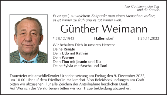 Anzeige von Günther Weimann von MGO