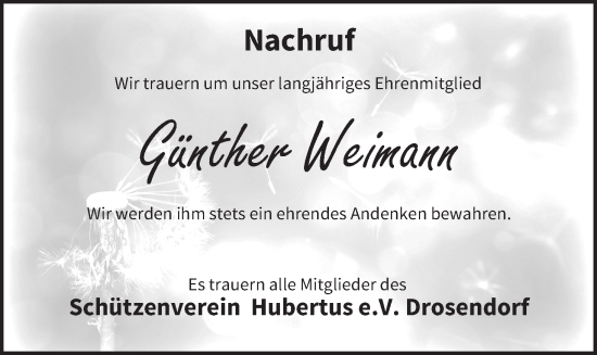 Anzeige von Günther Weimann von MGO