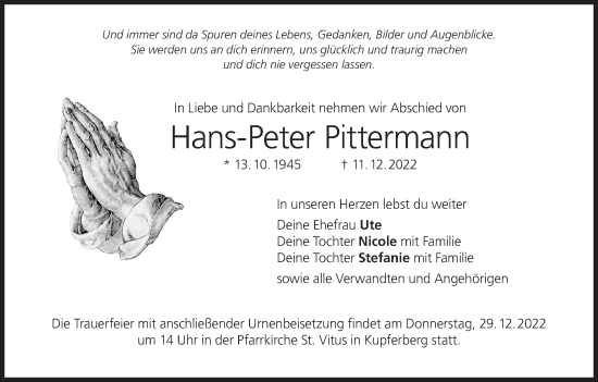 Anzeige von Hans-Peter Pittermann von MGO