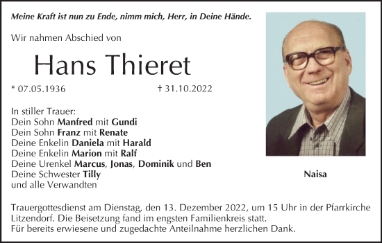 Anzeige von Hans Thieret von MGO