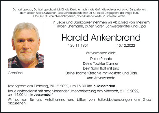 Anzeige von Harald Ankenbrand von MGO