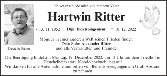 Anzeige von Hartwin Ritter von MGO