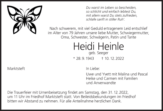 Anzeige von Heidi Heinle von MGO