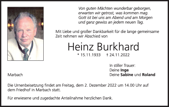 Anzeige von Heinz Burkhard von MGO