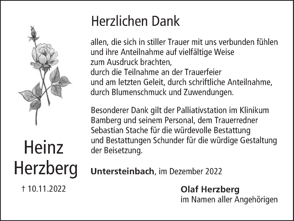  Traueranzeige für Heinz Herzberg vom 03.12.2022 aus MGO
