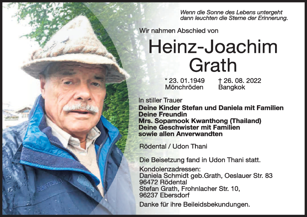  Traueranzeige für Heinz-Joachim Grath vom 03.12.2022 aus MGO