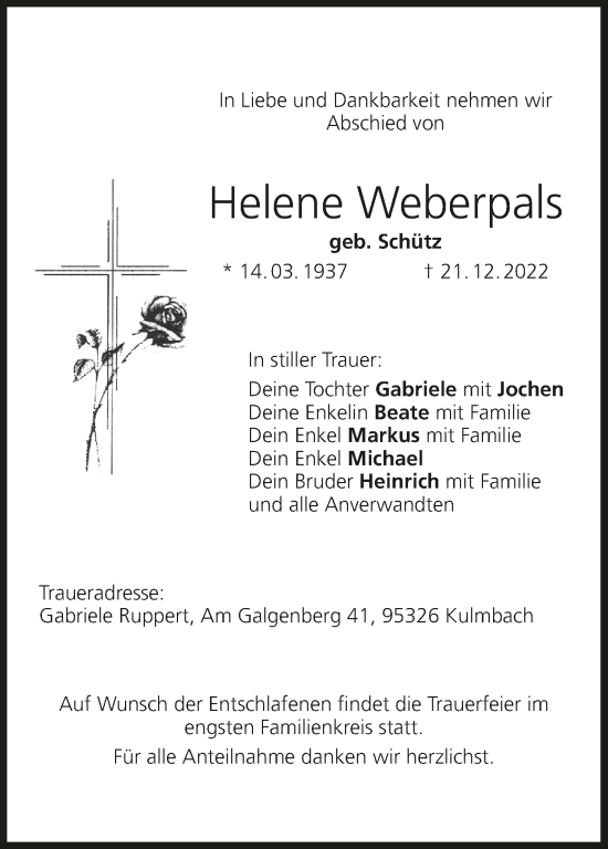 Anzeige von Helene Weberpals von MGO