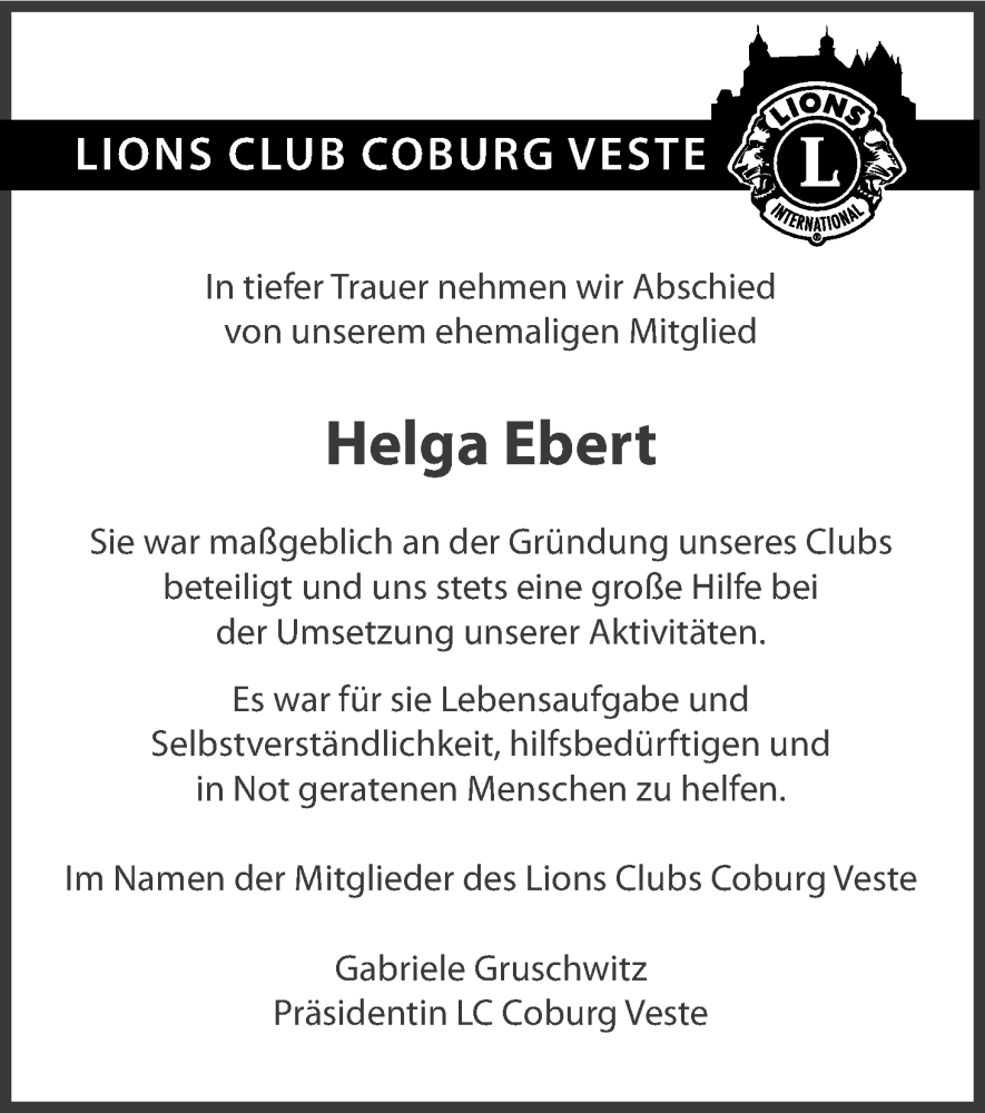  Traueranzeige für Helga Ebert vom 23.12.2022 aus MGO