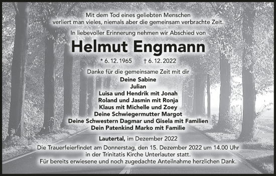 Anzeige von Helmut Engmann von MGO