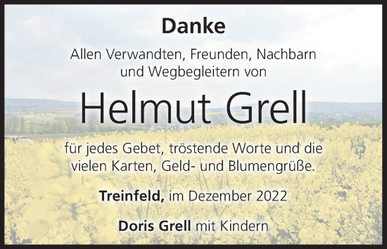 Anzeige von Helmut Grell von MGO