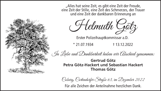 Anzeige von Helmuth Götz von MGO