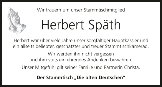 Anzeige von Herbert Späth von MGO