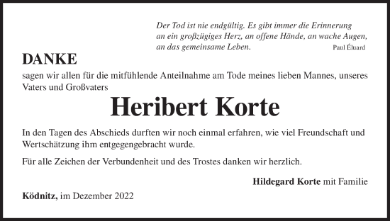 Anzeige von Heribert Korte von MGO