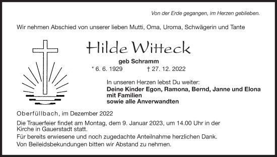 Anzeige von Hilde Witteck von MGO