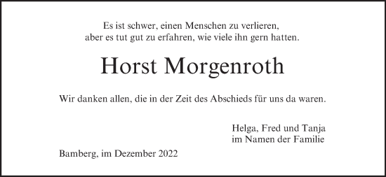 Anzeige von Horst Morgenroth von MGO