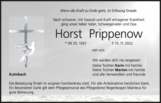 Anzeige von Horst Prippenow von MGO
