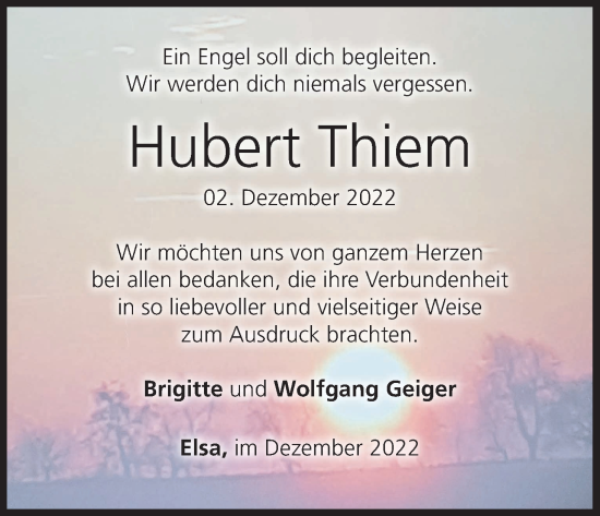 Anzeige von Hubert Thiem von MGO