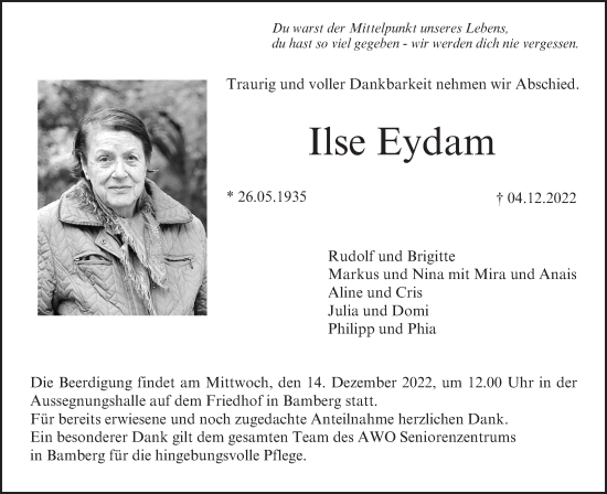 Anzeige von Ilse Eydam von MGO