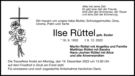 Anzeige von Ilse Rüttel von MGO
