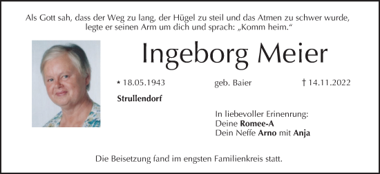 Anzeige von Ingeborg Meier von MGO