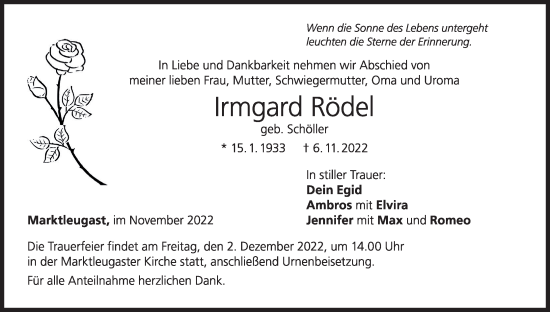 Anzeige von Irmgard Rödel von MGO