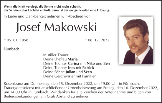 Anzeige von Josef Makowski von MGO