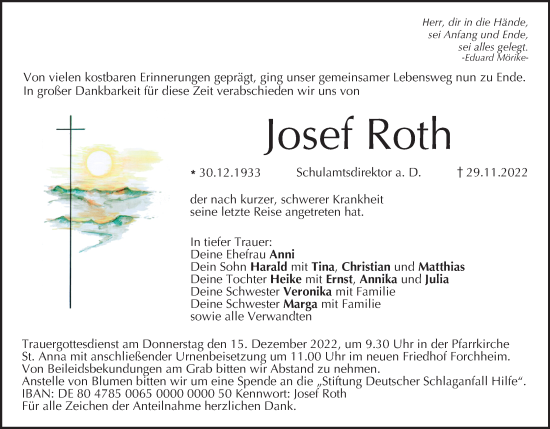 Anzeige von Josef Roth von MGO