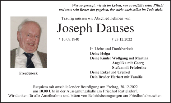 Anzeige von Joseph Dauses von MGO