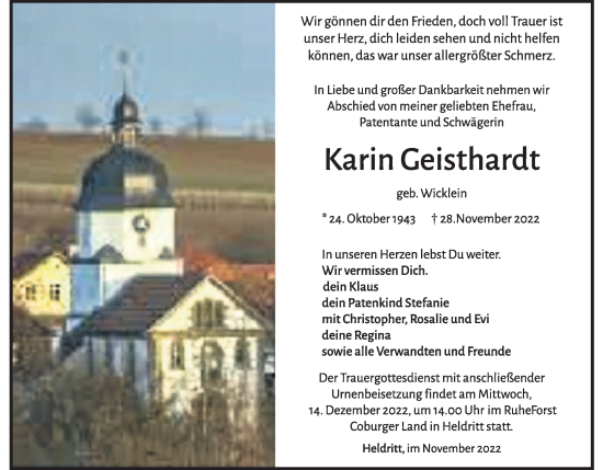 Anzeige von Karin Geisthardt von MGO