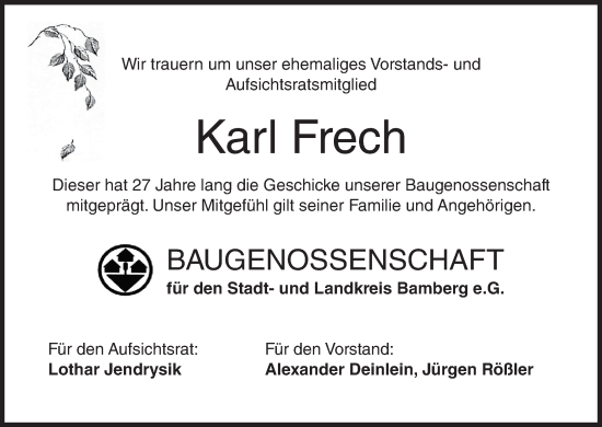 Anzeige von Karl Frech von MGO
