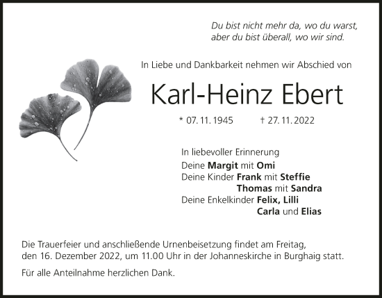 Anzeige von Karl-Heinz Ebert von MGO