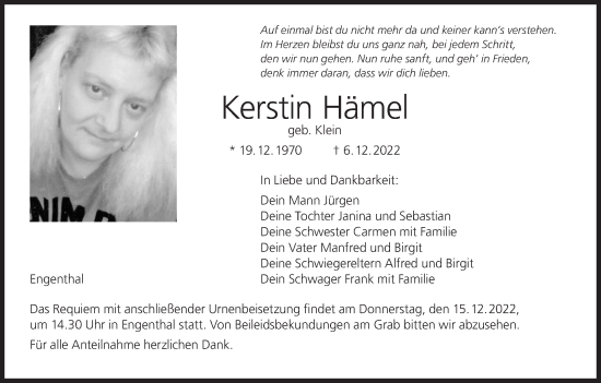 Anzeige von Kerstin Hämel von MGO