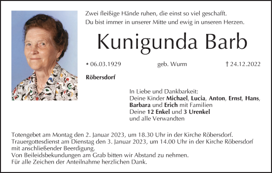 Anzeige von Kunigunda Barb von MGO