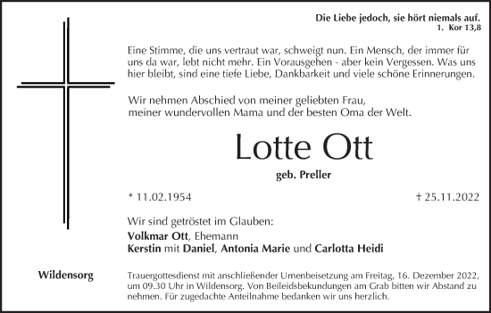 Anzeige von Lotte Ott von MGO