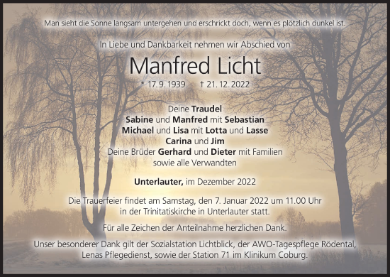 Anzeige von Manfred Licht von MGO