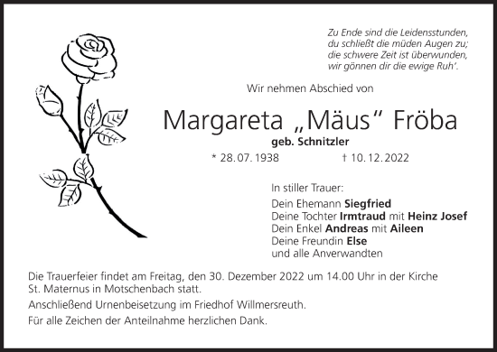 Anzeige von Margareta Fröba von MGO