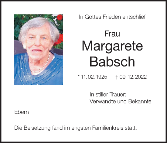 Anzeige von Margarete Babsch von MGO