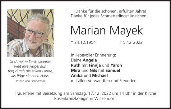 Anzeige von Marian Mayek von MGO