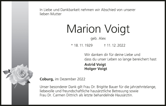 Anzeige von Marion Voigt von MGO