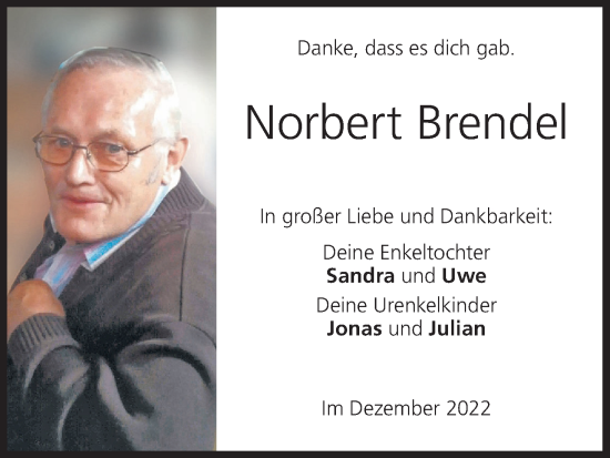 Anzeige von Norbert Brendel von MGO