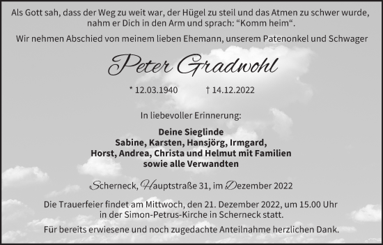 Anzeige von Peter Gradwohl von MGO