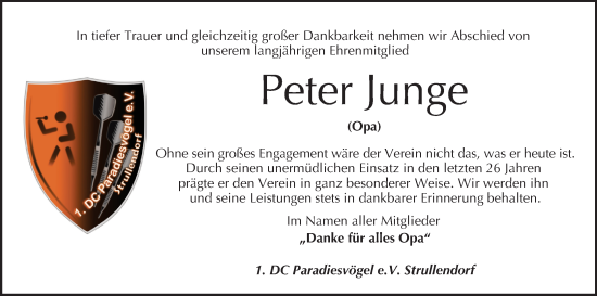 Anzeige von Peter Junge von MGO