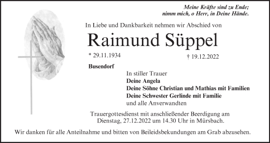 Anzeige von Raimund Süppel von MGO