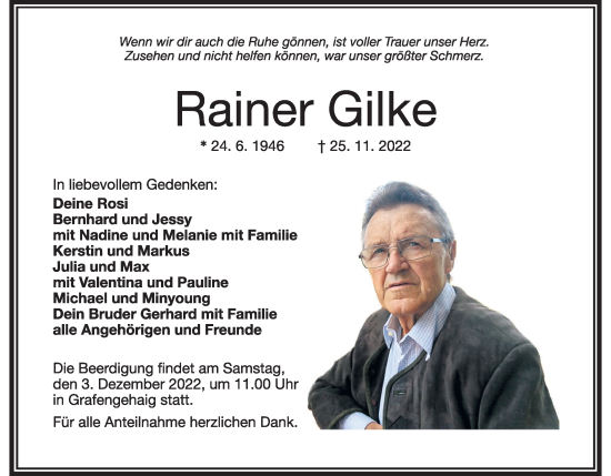 Anzeige von Rainer Gilke von MGO