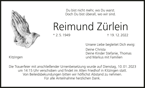 Anzeige von Reimund Zürlein von MGO